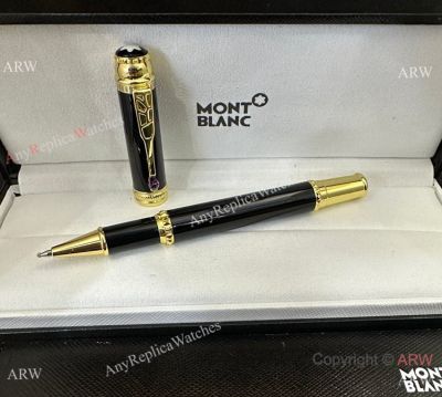 2023 New Replica Montblanc Scipione Borghese Rollerball Pen Black Resin